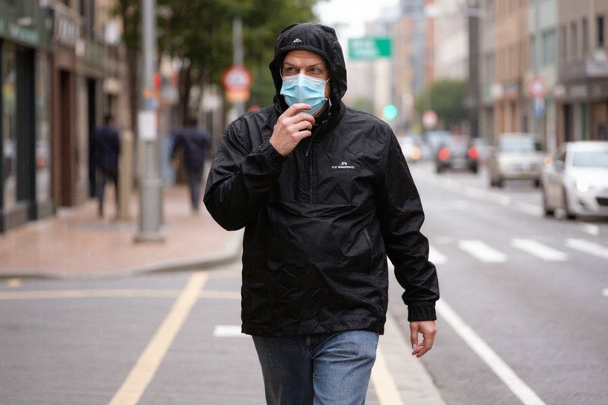 A man wearing a face mask walks on a street during a nationwide covid-19 lockdown in Wellington on August 18, 2021. (Photo by Marty MELVILLE / )