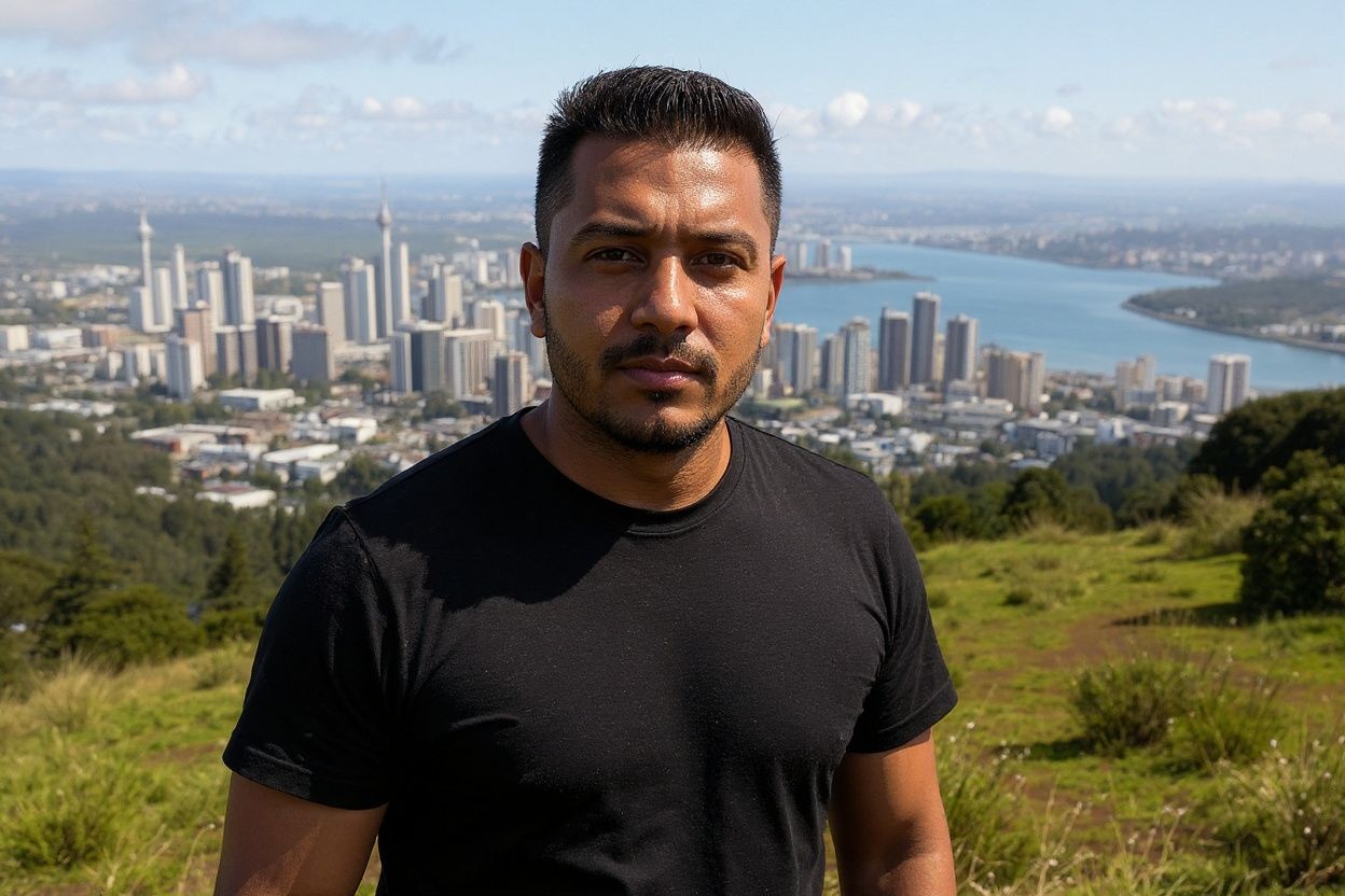 This picture taken on August 7, 2023 shows people visiting Maungawhau/Mount Eden, a dormant volcano and the highest natural point in Auckland, with views of the city skyline and its harbours. (Photo by Saeed KHAN / )