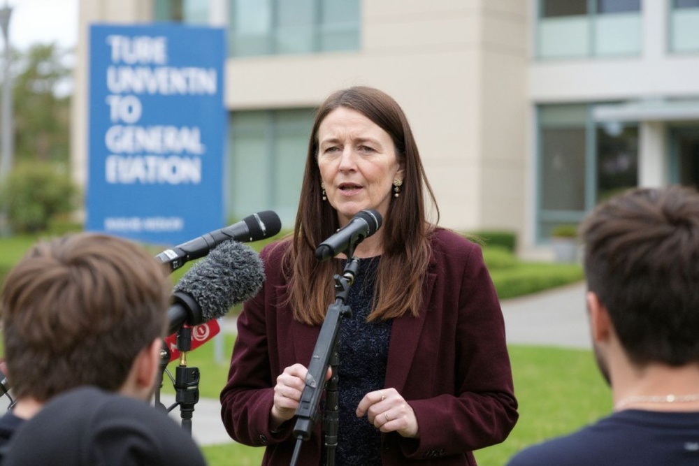 New Zealand’s Prime Minister Jacinda Ardern speaks to the students while campaigning at Victoria University in Wellington on October 13, 2020, ahead of the country’s general election on October 17. Source: Marty Melville/)