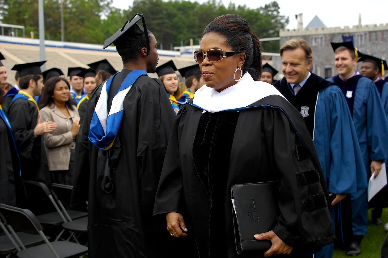 Oprah Winfrey walks through the 2009 graduating class following the commencement ceremony at Duke University. Winfrey was the 2009 commencement speaker for more than 4,400 graduates. Source: Sara D. Davis/Getty Images/