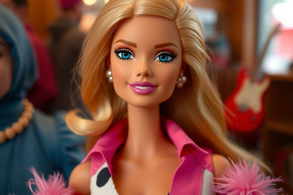 Barbie has changed a lot from when she first started off as a fashion model., shot on Nikon D850, 35mm f/1.8 lens, RAW photograph, unedited, candid moment, natural lighting, photojournalistic style | NEGATIVE: AI generated, artificial, computer generated, digital art, 3d render