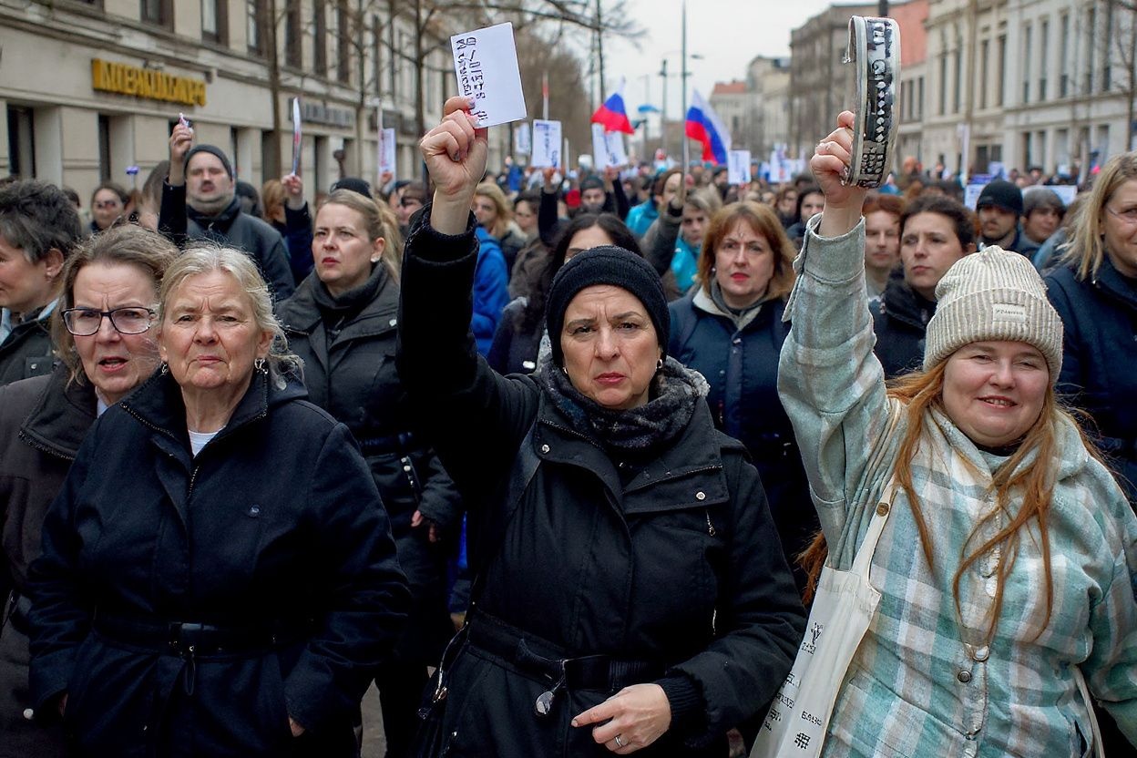 Members of Russian feminists movement march to mark International Women’s Day. Source: Olga Maltseva/