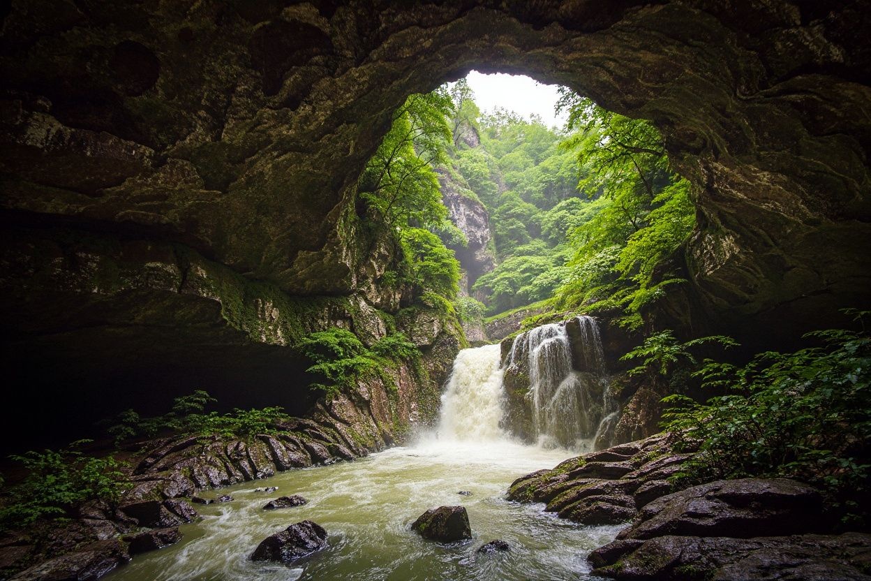 The Škocjan Caves are limestone caves and are home to many waterfalls and one of the largest known underground chambers. Source: