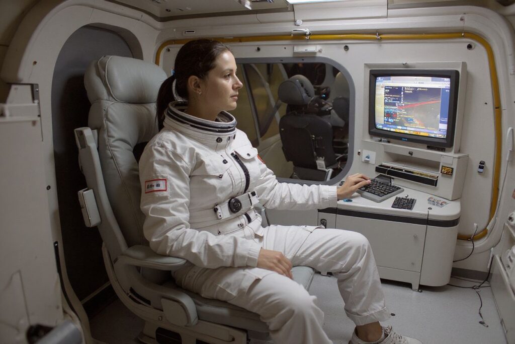 “My flight training later this year will involve spending days with former NASA astronaut instructors and PoSSUM team scientists. On day one, we’ll begin to use the spaceflight simulator which is currently set up as the Virgin Galactic Unity 22 vehicle,” she says. Source: European Space Agency (ESA)/North American Space/