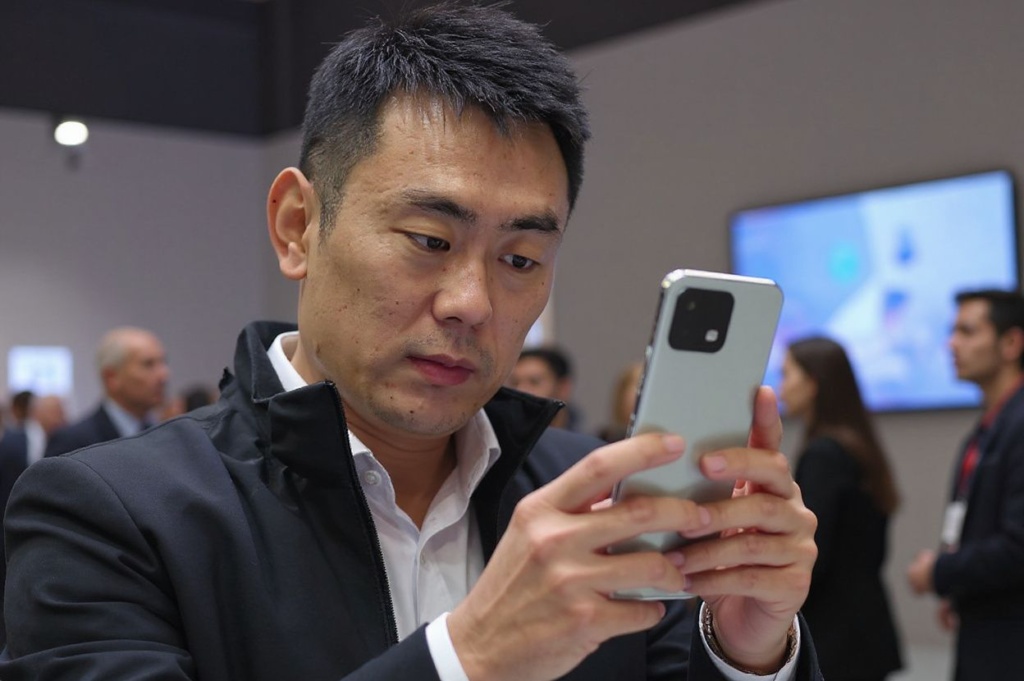 A man looks at a new Xiaomi 13 Pro during the Xiaomi presentation at the Mobile World Congress (MWC), the telecom industry’s biggest annual gathering, in Barcelona on February 26, 2023. (Photo by Pau BARRENA / )