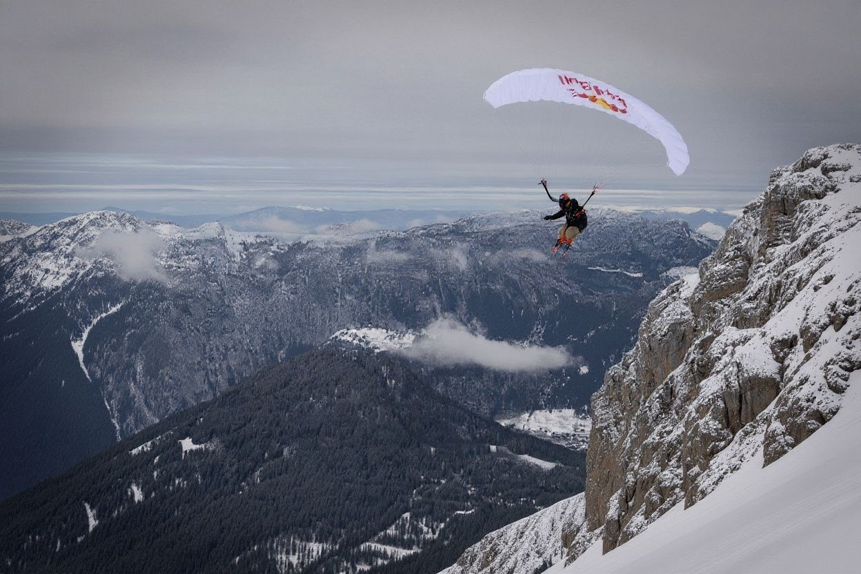 French freefall skier Fred Fugen practices speed riding during a training session, on February 1, 2022 in La Clusaz. (Photo by LOIC VENANCE / )