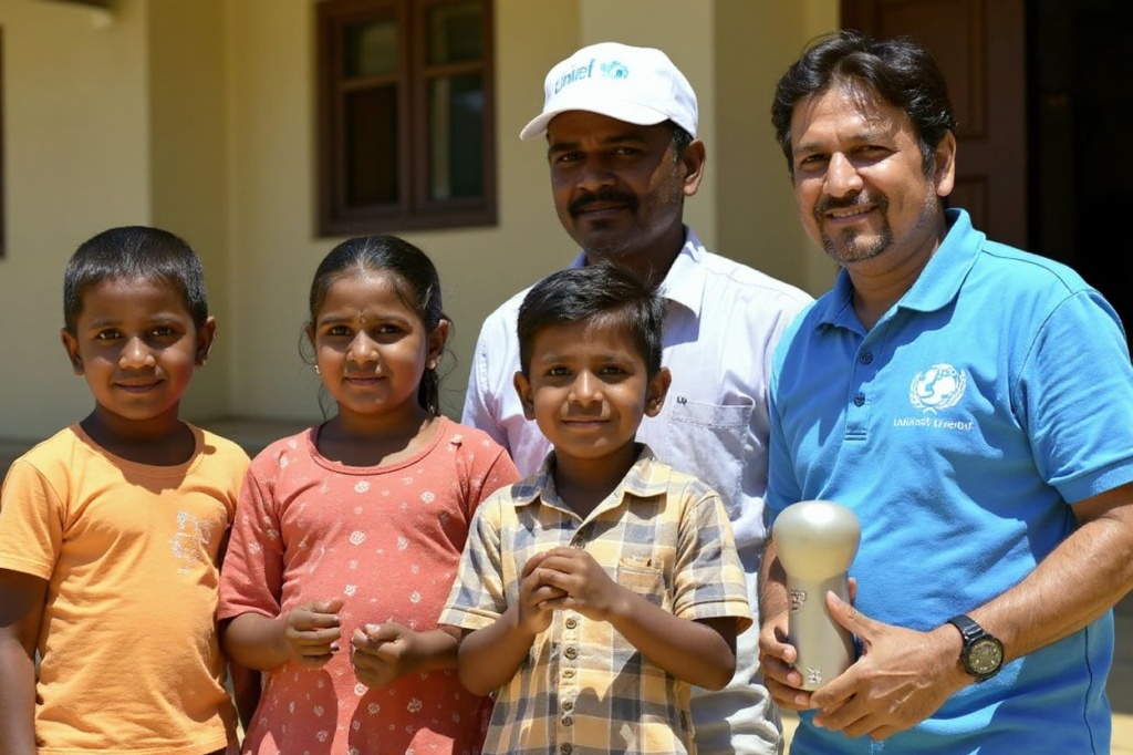 UNICEF Regional Goodwill Ambassador for South Asia and Indian cricket legend Sachin Tendulkar pictured with children after a media briefing in Colombo. Source: . 