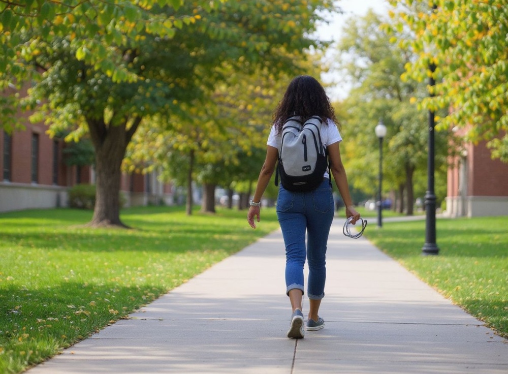 A student walks on campus as classes begin amid the COVID-19 pandemic on the first day of the fall 2020 semester last year. Source: Sam Wasson/Getty Images/