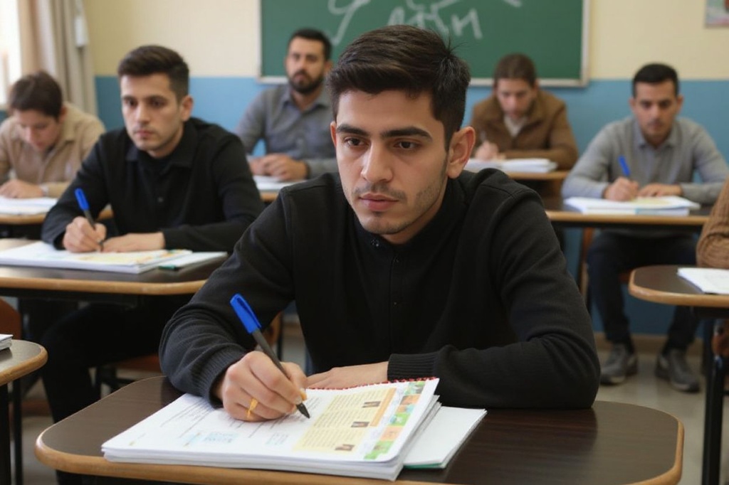 A student attends a German language class in Damascus on January 24, 2023. The European country has become a coveted destination for aspiring Syrian doctors who want to study and work away from their homeland, ravaged by almost 12 years of conflict and a crushing economic crisis. Since the war began in 2011, dozens of new German language centres have sprung up in government-controlled areas of the country, catering to new interest in the language (Photo by LOUAI BESHARA / )