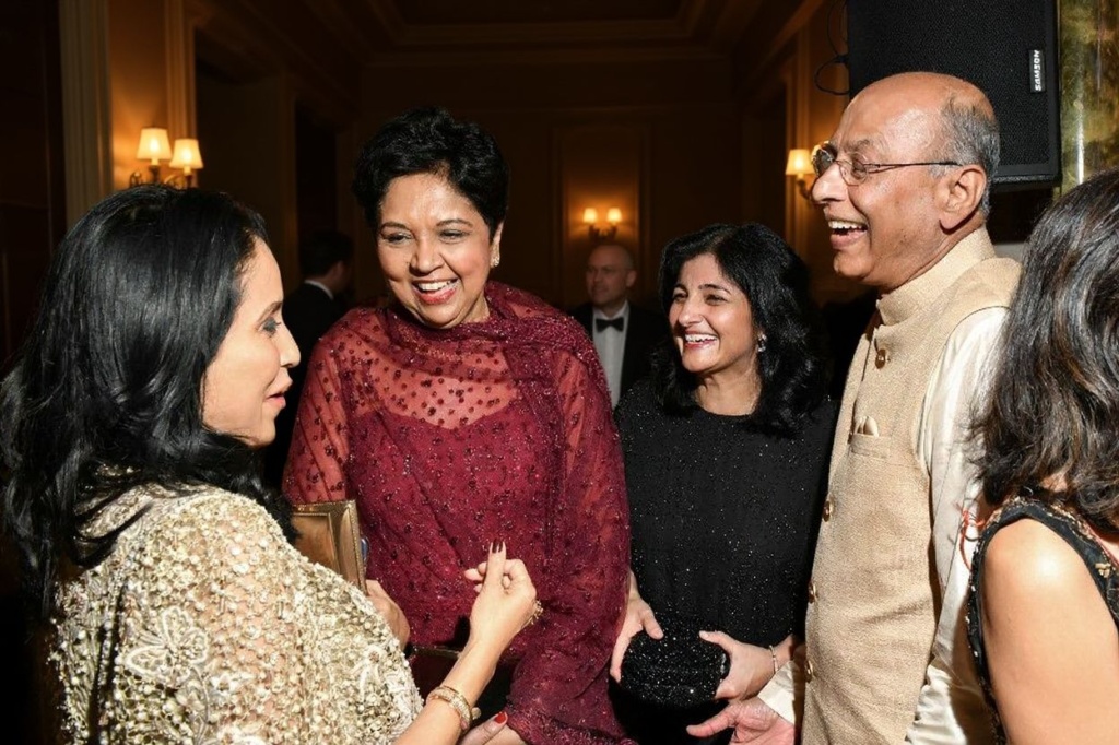 NEW YORK, NEW YORK – OCTOBER 28: Indra Nooyi (CL) attends the New York City All That Glitters Diwali Ball at The Pierre Hotel on October 28, 2023 in New York City.   Craig Barritt/Getty Images for The New York City All That Glitters Diwali Ball/ (Photo by Craig Barritt / GETTY IMAGES NORTH AMERICA / Getty Images via )