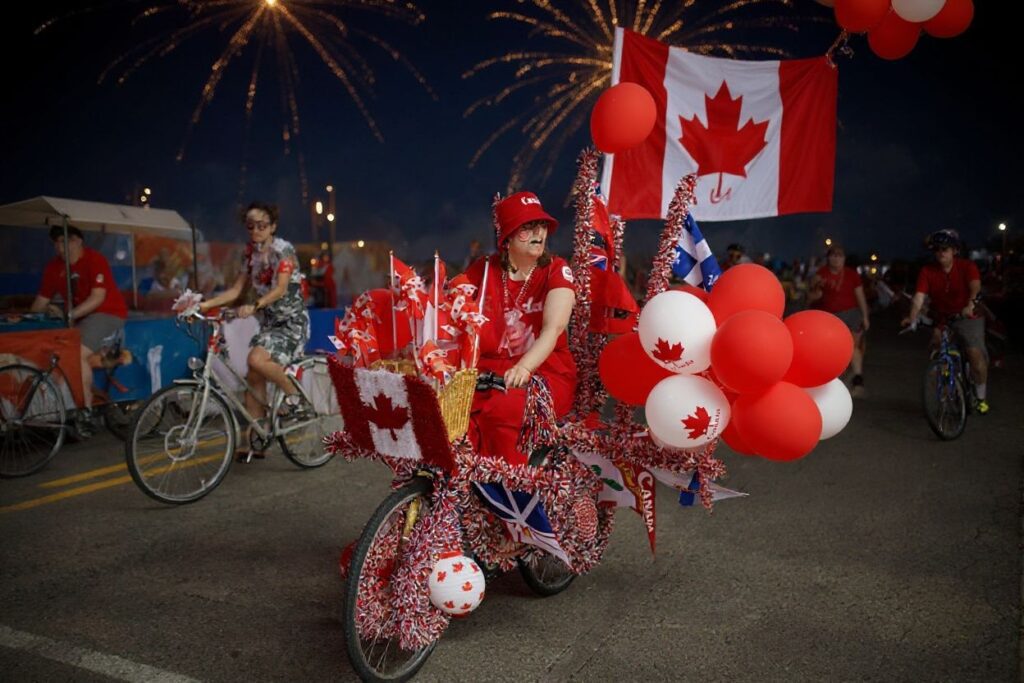 Similar to July 4 in the US, Canada Day is celebrated through flags flying high across the country, firework displays, concerts, barbecues, parades and patriotic activities.
