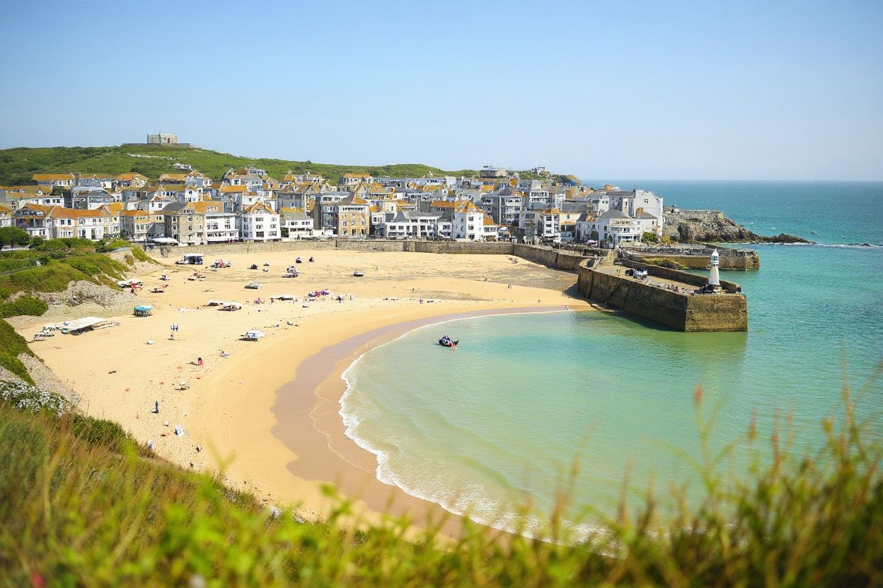 St Ives is famous for beaches like Porthmeor for surfing and family-friendly Porthminster, which sits alongside its famous art scene and stunning coastal walks with scenery. Source: