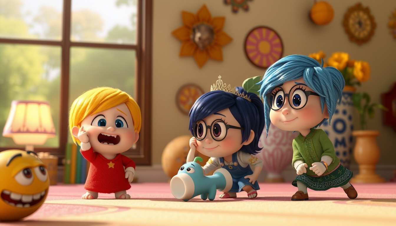 Inside Out 2 is the highest-grossed animation, with US,687,342,692, and had the largest team of animators ever for a Pixar Film, a total of 150., shot on Nikon D850, 35mm f/1.8 lens, RAW photograph, unedited, candid moment, natural lighting, photojournalistic style | NEGATIVE: AI generated, artificial, computer generated, digital art, 3d render