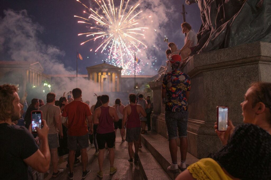Fireworks displays typically end a Fourth of July celebration on a high note. Source: Ed Jones/