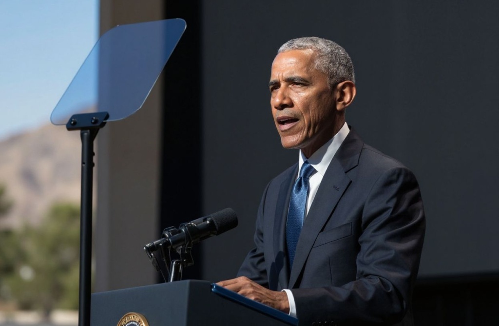 Former US President Barack Obama speaks during a memorial service for the late US Senate Majority Leader Harry Reid at The Smith Center for the Performing Arts in Las Vegas, Nevada, January 8, 2022. (Photo by SAUL LOEB / )