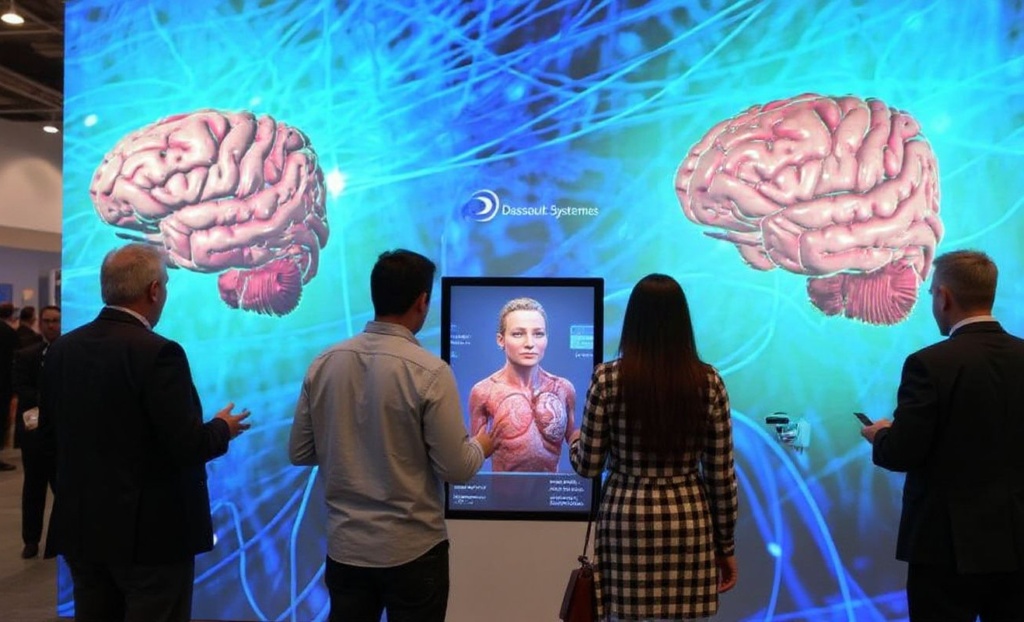 People participate in an interactive experience from Dassault Systemes showcasing their Living Heart and Living Brain project at the Consumer Electronics Show (CES) in Las Vegas, Nevada on January 11, 2024. (Photo by Frederic J. BROWN / )