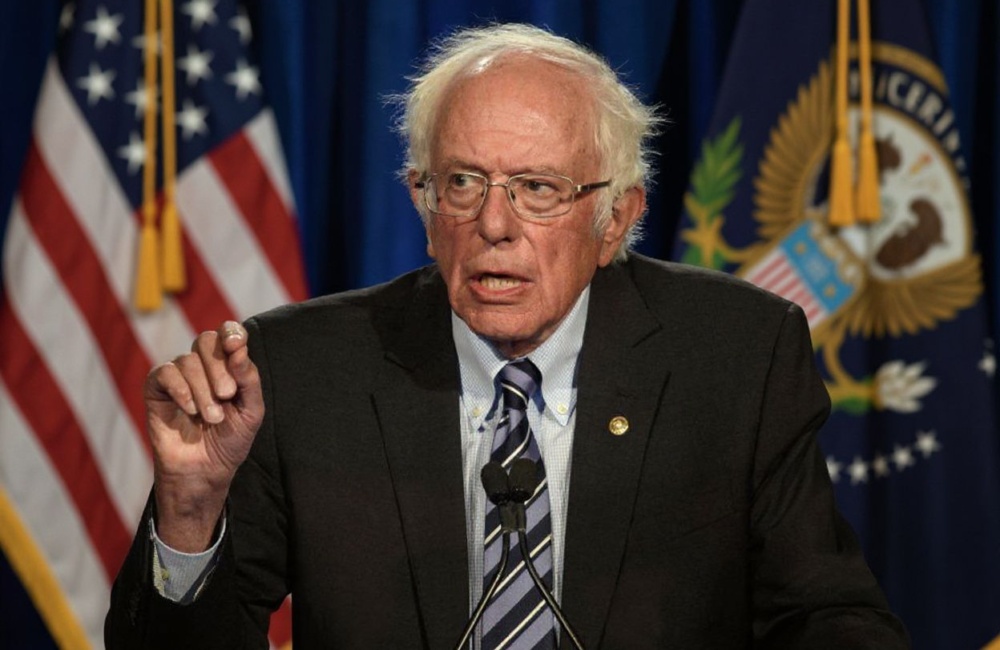 US Senator Bernie Sanders, Independent of Vermont, speaks at George Washington University in Washington, DC, on September 24, 2020. Source: Nicholas Kamm/