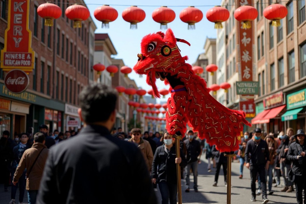 A Chinese Dragon Dance team performs on Grant Avenue in Chinatown on March 20, 2021 in San Francisco, California. Hundreds of people attended a vigil and healing gathering in San Francisco’s Chinatown in the wake of a recent surge in hate crimes that are targeting Asians. Source: Justin Sullivan/Getty Images/