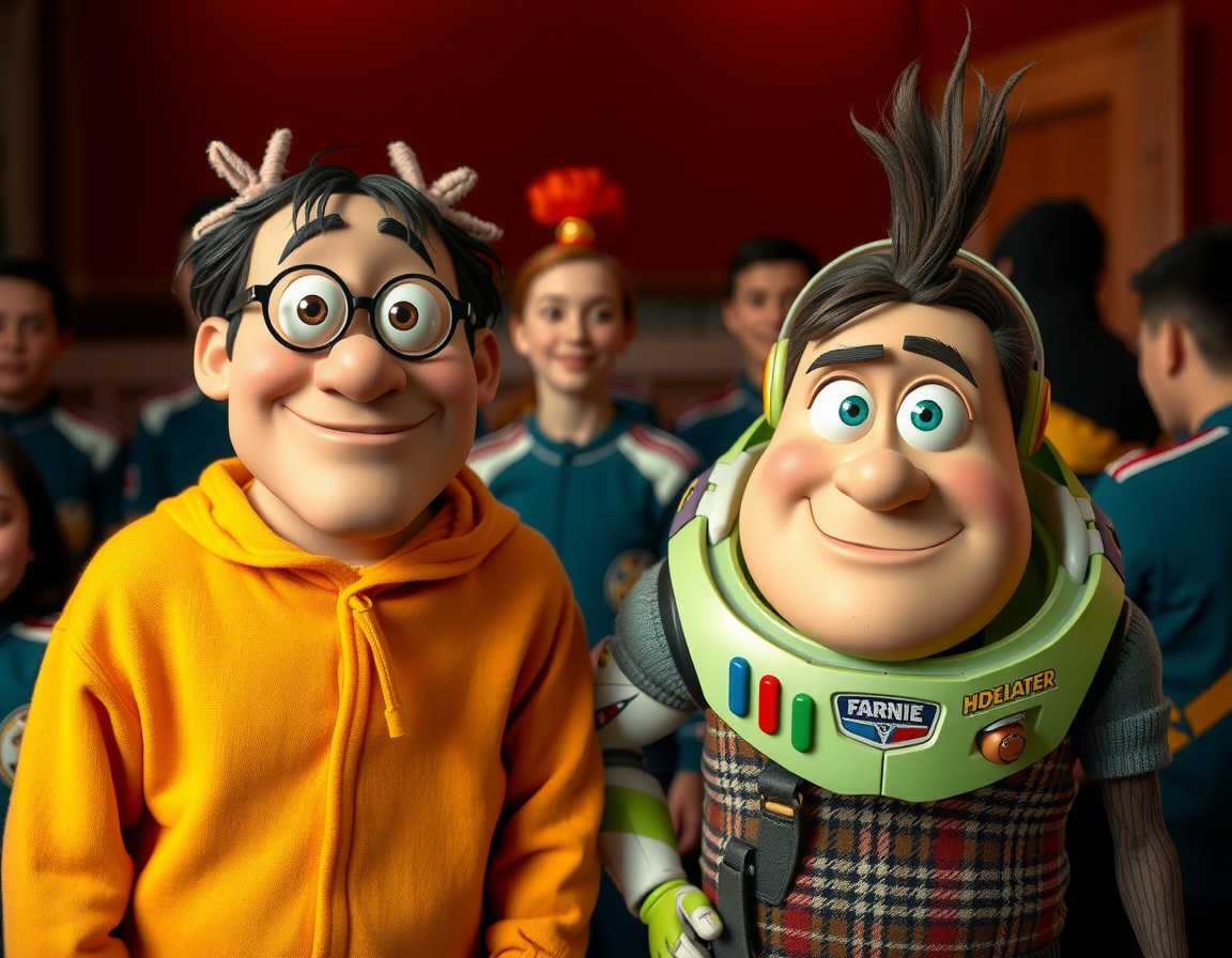 They may look goofy, but these characters are in a Pixar film that’s now the highest-grossing animated film of all time, and the fastest animated film to gross  billion., shot on Canon EOS R5, 24-70mm f/2.8 lens, RAW photograph, unedited, candid moment, natural lighting, photojournalistic style | NEGATIVE: AI generated, artificial, computer generated, digital art, 3d render